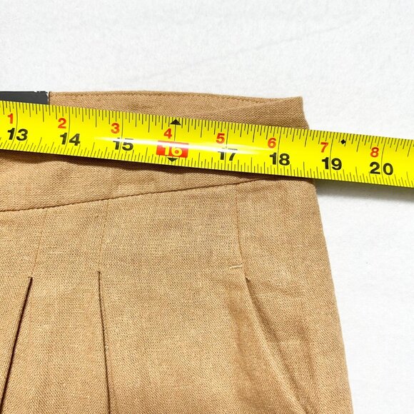 Worthington Women's Linen Blend Wide Leg Tan Cropped Pants Size 16T Pleated NWT - Picture 8 of 11
